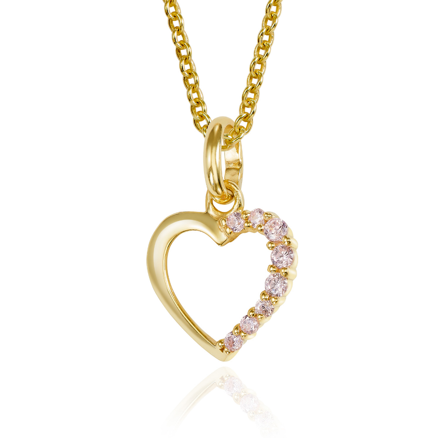 Anhänger Herz mit 8 Zirkonia pink